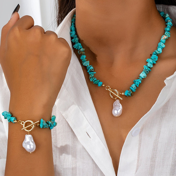 Sinéad — Turquoise & Baroque Pearl Jewellery Set
