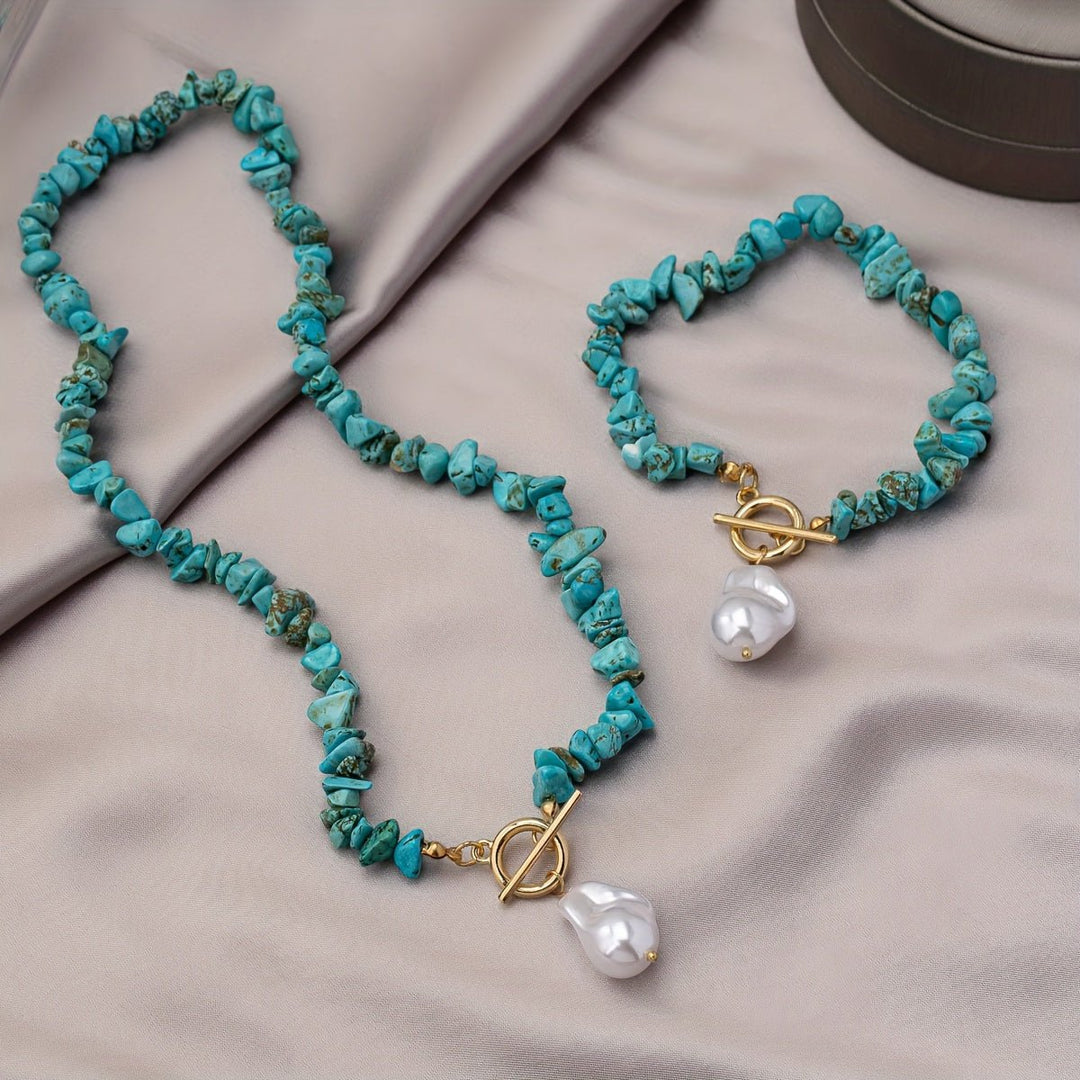 Sinéad — Turquoise & Baroque Pearl Jewellery Set