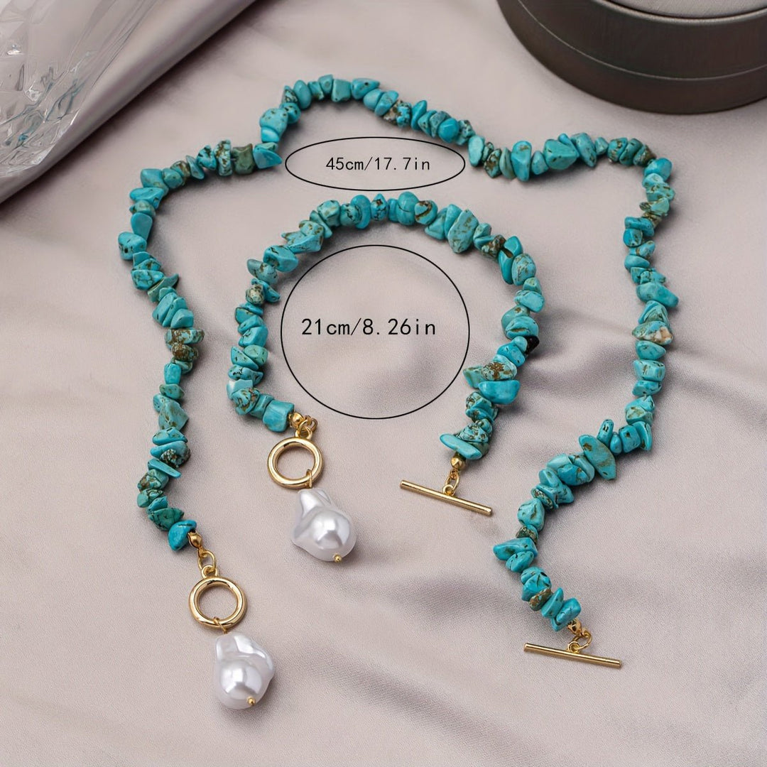 Sinéad — Turquoise & Baroque Pearl Jewellery Set