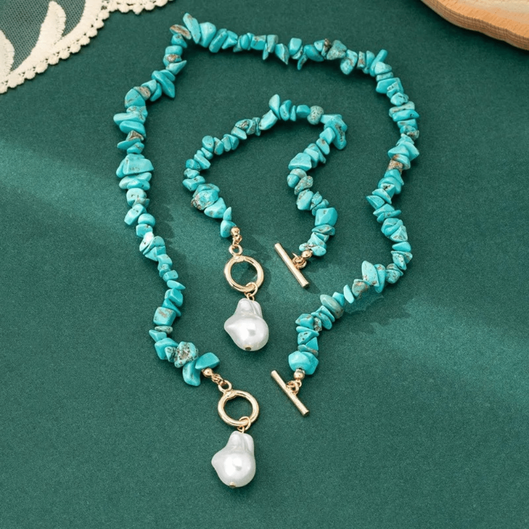 Sinéad — Turquoise & Baroque Pearl Jewellery Set