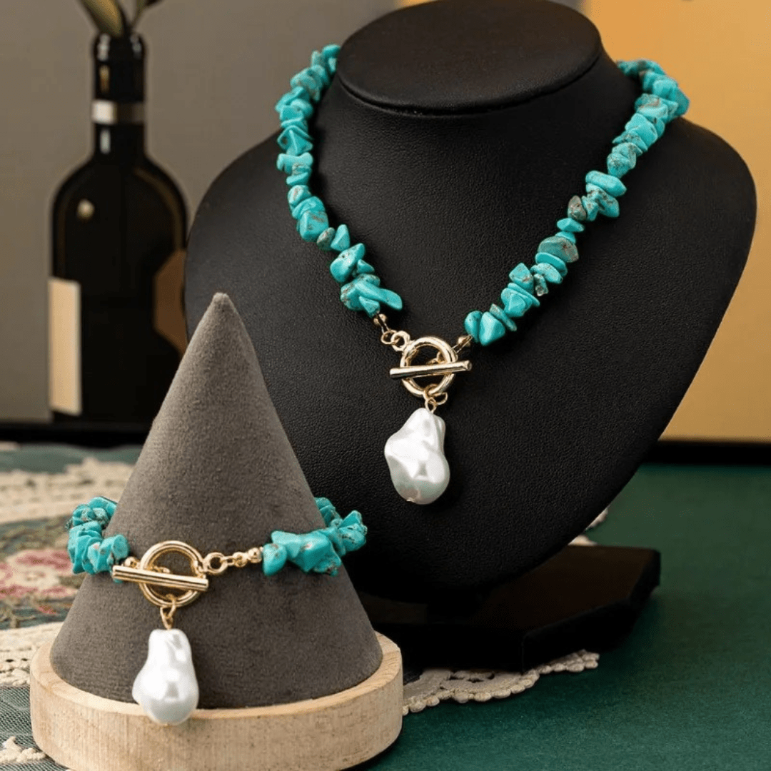 Sinéad — Turquoise & Baroque Pearl Jewellery Set