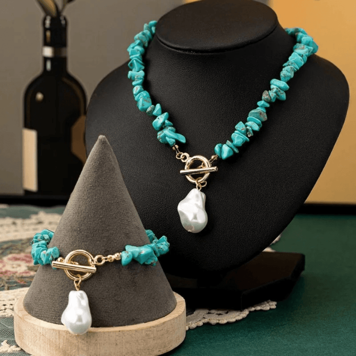 Sinéad — Turquoise & Baroque Pearl Jewellery Set