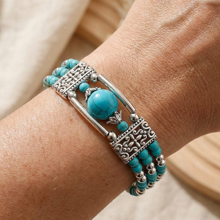 Sorcha — Antique Silver Turquoise Stone Bracelet