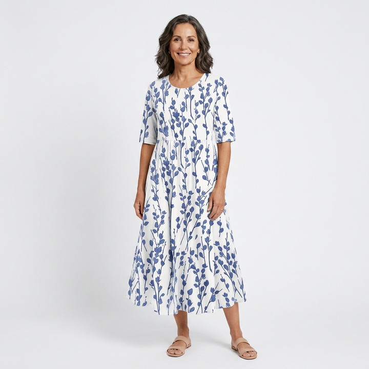 Sablelle coastal botanical midi dress - front