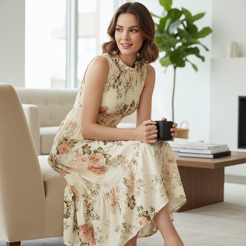 Rosalind — Smocked Floral Tiered Midi Dress