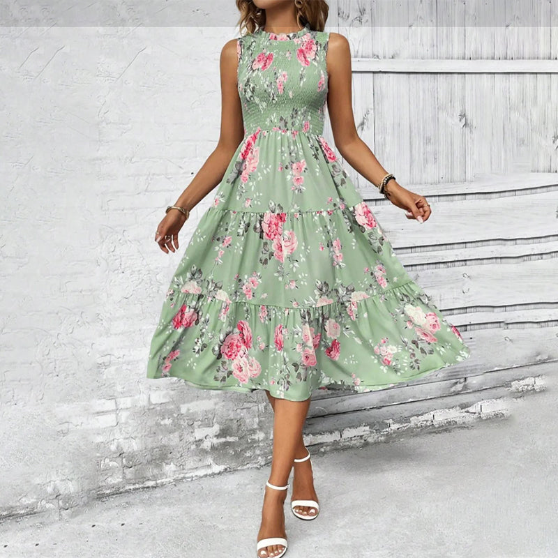Rosalind — Smocked Floral Tiered Midi Dress
